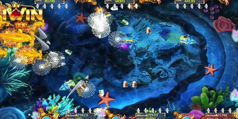 Giao diện sảnh bắn cá đầy màu sắc và sống động tại cổng game Iwin